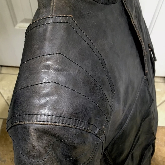 Men's French Connection Distressed Leather Jacket - Picture 5 of 10